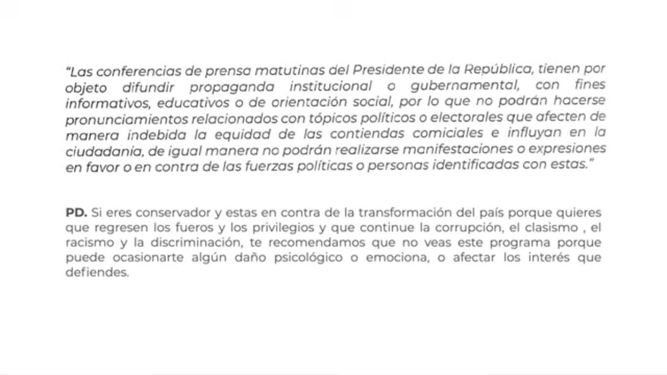 Obliga el INE a exhibir advertencia en La Mañanera 1 Imagenpo